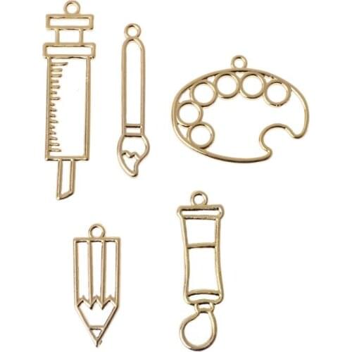 5Pcs Painter Pen Palette Frame Pendant Open Bezel Setting For UV Resin Jewelry