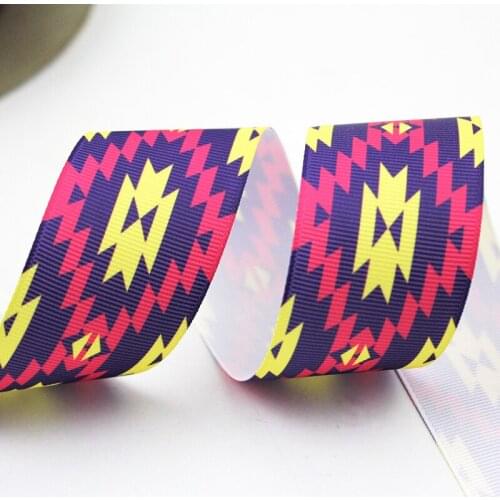 9mm/16mm/22mm/25mm/38mm/75mm Geometric pattern print grosgrain ribbon 10/25/50yards DIY gift wrap sewing wedding decor ribbon