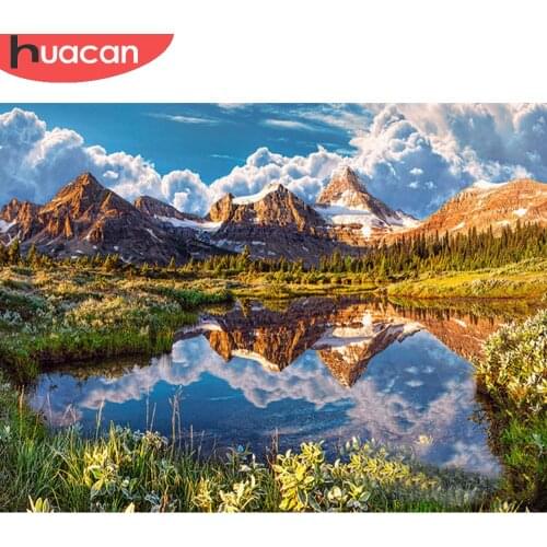 HUACAN Diamond Painting Nutural Landscape Cross Stitch Embroidery Mosaic Mountain Home Decoration Diamond Art