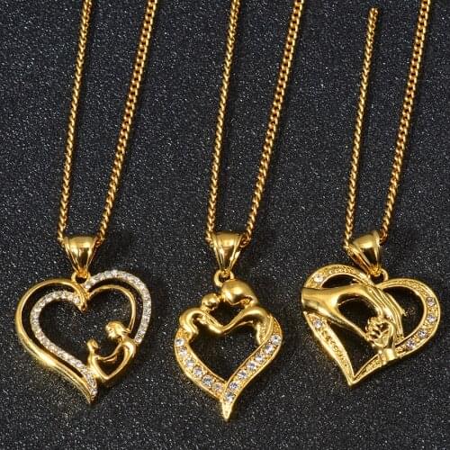 Anniyo (ONE PIECE) Gift for Mom Pendant Necklaces Mothers gift Heart Jewelry With Rhinestone Mommy Birthday gifts