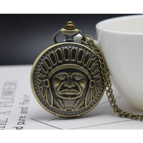 Antiques Bronze Ancient sweet patina quartz Men And Woman clock pendant Necklace pocket watches Gift watches P988