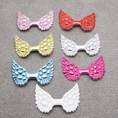 50PCS/lot 5x3.3cm Pu Angel Wing Padded Applique Crafts for Children Hair Accessories Decoration
