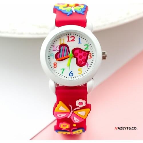 New fashion children quartz watch little boys girls cute cartoon heart 3D animal silicone strap watch kids birthday gift clock