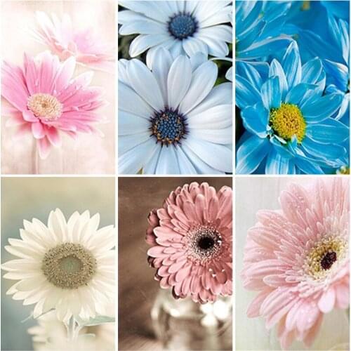 DIY 5D Diamond Painting Flowers Full Square/Round Resin Rhinestone Mosaic Diamond Embroidery Daisy Cross Stitch Home Decoration