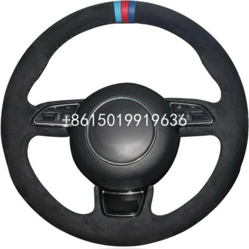 For Audi A1 A3 A5 A7 car steering wheel cover black suede DIY Sewing-on