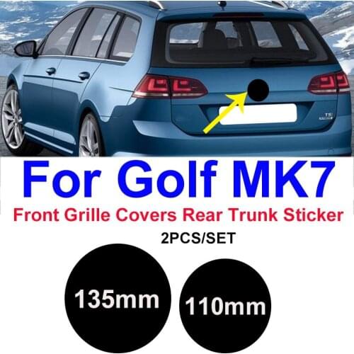 2pcs 135mm 110mm Auto Car Front Grill Badge Emblem Glossy/Carbon Fiber Car Logo Car Rear Trunk Decal Covers Fit for Golf MK7
