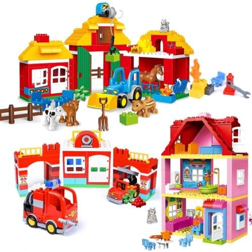 Large Size Building Blocks Toys Girl Princess Blocks Sets Compatible Duploed Family House Bricks Bricks for Children