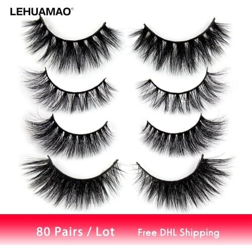 LEHUAMAO 80Pairs 3D Mink Eyelashes Fluffy Dramatic False Eyelashes Wholesale Mix Hand made Lashes Makeup Cruelty Free Eyelash