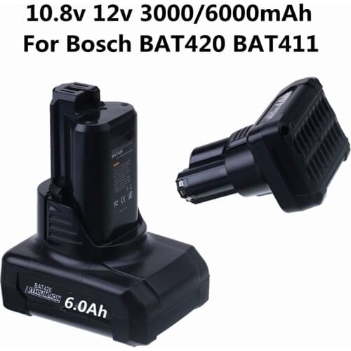 12V 6.0Ah Li-ion BAT420 Replacement Battery for Bosch BAT411 BAT412 BAT413 BAT414 10.8-Volt Max Battery Cordless Power Tools L50