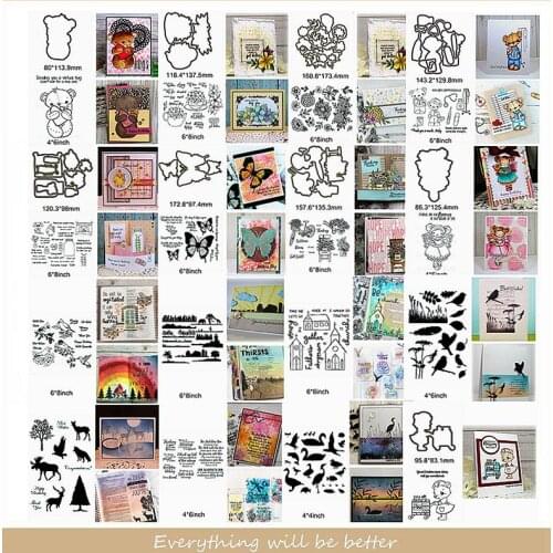 Metal Cutting Dies Match Clear Silicone Stamps Animals Butterfly Bear Flower Letter Sentece Bird House Decorate Cards New Craft