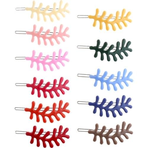 Mi Dairy Brand 5mm hot sale ins hairpin Leaf and branch candy color frog clips hair accessories for girl