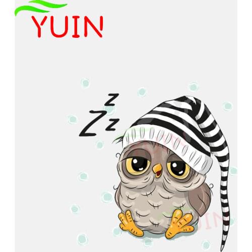 Cartoon Owl with Hood Sleeping Car Sticker Cars Accessories Cute PVC Graphic Decoration High Quality Waterproof Decal 13*13cm