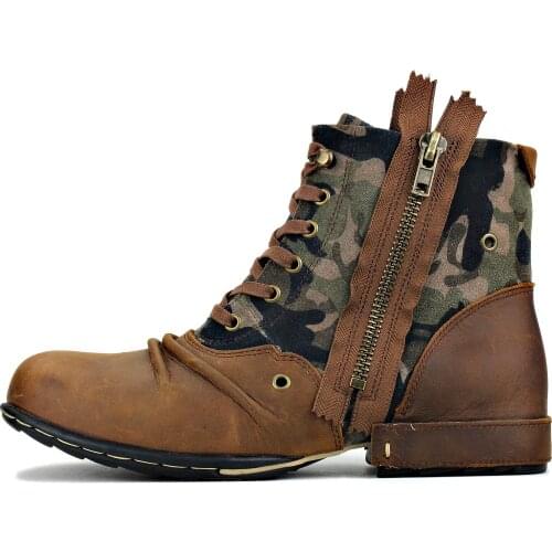 2021 Men Boots Genuine Leather Men Shoes Handmade Ankle Boots motorcycle bicycle Winter Boots men Brand Zipper up Shoes 5008-8