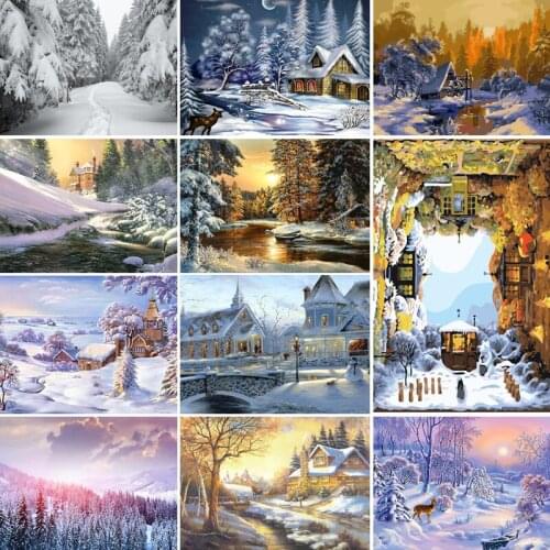 50/65/75CM DIY snow Children Painting By Numbers Picture Colouring Zero Basis HandPainted Oil Painting Unique Gift Home Decor