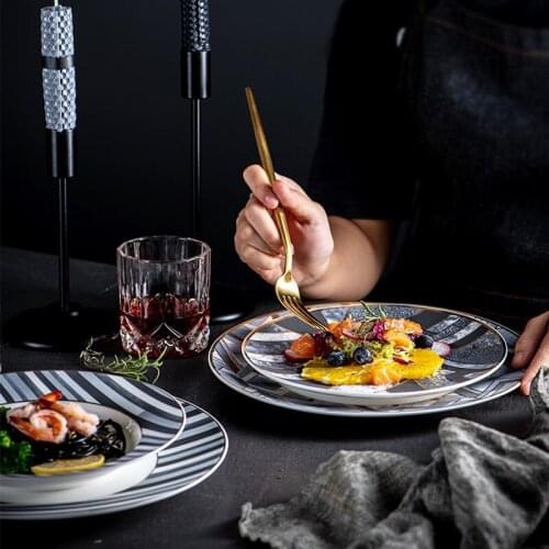 Dinner Plate dish 8/10 inch Imitation marble dessert plate snack plate cake plate decoration