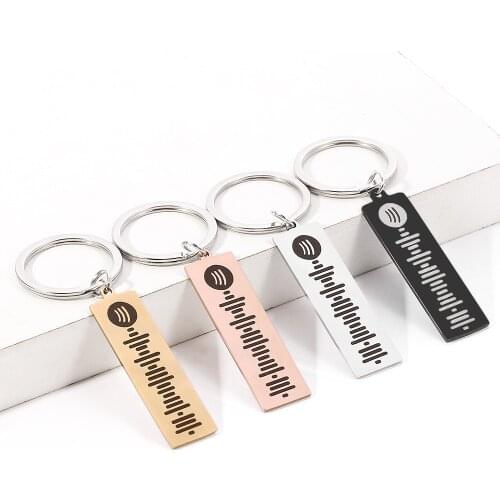 Custom Music Spotify Scan Code Keychain For Women Men Personalized Laser Engraved Song Code Keyring Christmas Jewelry Gifts