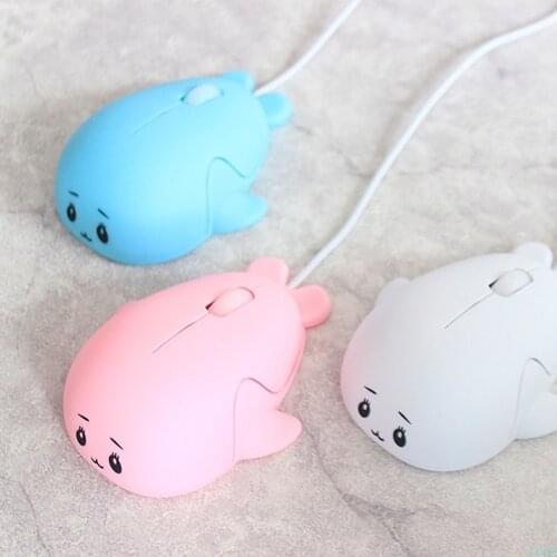 Mini Wired Mouse Cute Dolphin Design Ergonomic Mause 1600 DPI Optical USB Pink Creative Girl Gift Portable Mice For PC Laptops