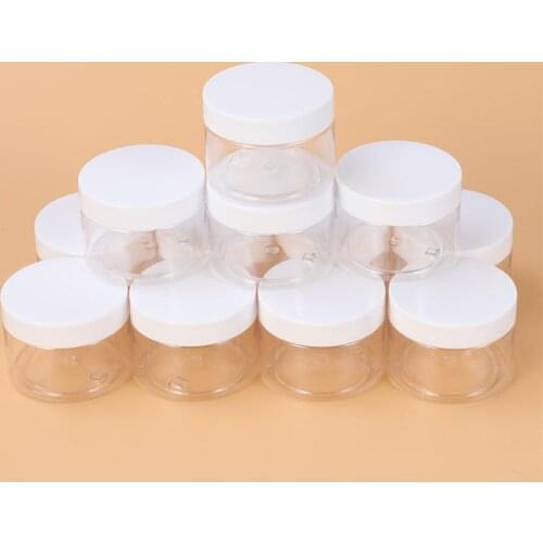 12Pcs Empty Clear Plastic Clay Storage Favor Jars Wide-Mouth Refillable Containers With Lids For Crafts Cosmetics Lotions