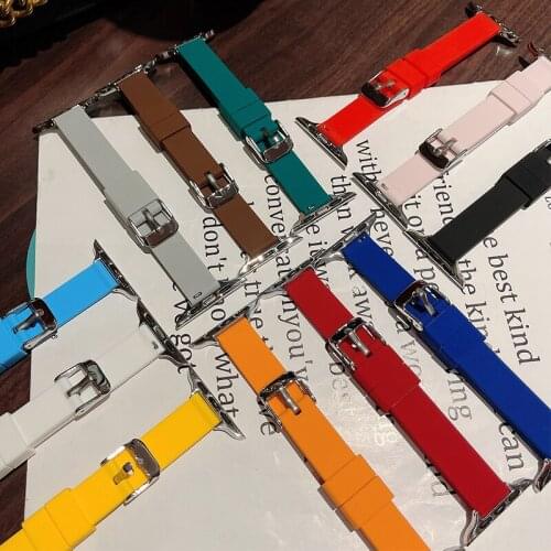 Soft Silicone Sport strap for Apple Watch 6 band SE 5 4 3 2 1 44MM 40MM Rubber Watchband Strap for iWatch 4/5 42MM 38MM Bracelet