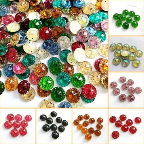Resin Circle 2 Hole Flatback Sew on Rhinestones Stones and Crystals for Sewing Costume Wedding Dress Clothing Clothes Decoration