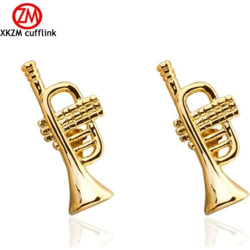 Luxury Men Golden suona hor music Cufflinks High Quality Lawyer Groom Wedding Cufflinks For Mens Shirt Cuff Links French Jewelry