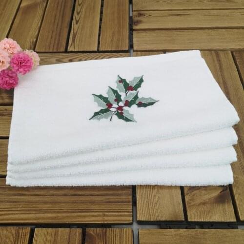 Christmas maple leaf embroidery double-sided terry thick cotton towel four-pack childrens towel 45*30 hand towels