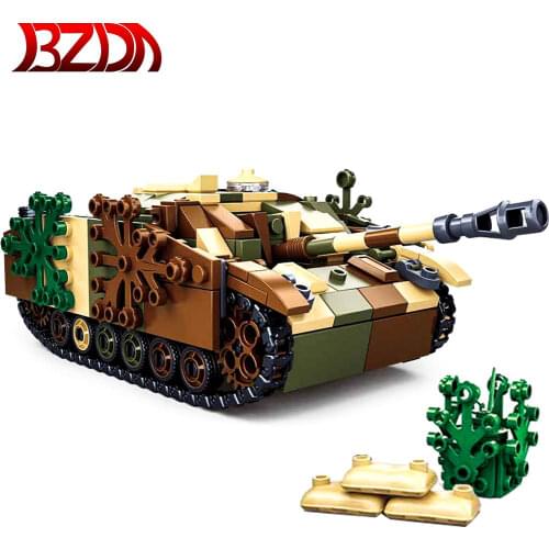 BZDA ww2 German Sturmgeschutz III Building Blocks Military Assault Gun Tank Soldiers Model Bricks Kids Toys Boys birthday Gift