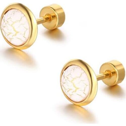 Stainless Steel Colorful Crackle Stone Stud Earrings Jewelry Gift Men Women Mini Ins Style Fashion Minimalist Exquisite Jewelry