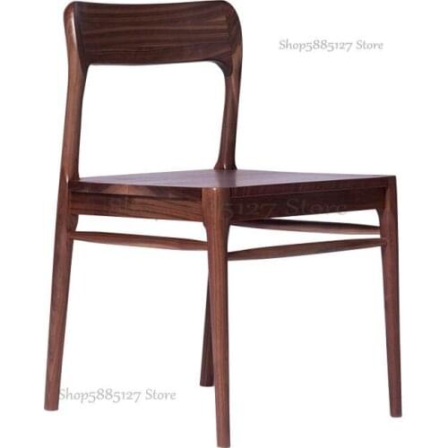 Nordic Original Black Walnut Solid Wood Dining Chair Backrest Log Modern Simple Solid Wood Furniture