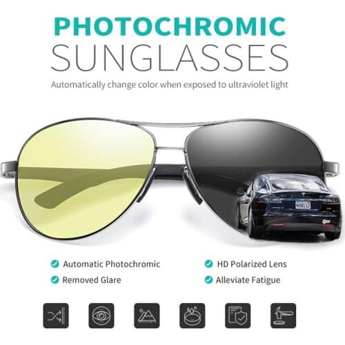 Feishini Driving Photochromic Sunglasses Men Polarized Yellow Glasses Women Day Night Vision Driver Eyewear UV zonnebril heren
