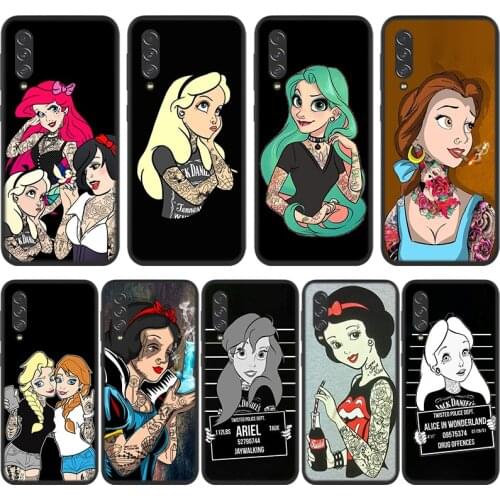 Tattoo princess For Samsung Galaxy A90 A80 A70S A60 A50S A40S A30S A20E A10S A2 Core 5G Black Soft Phone Case