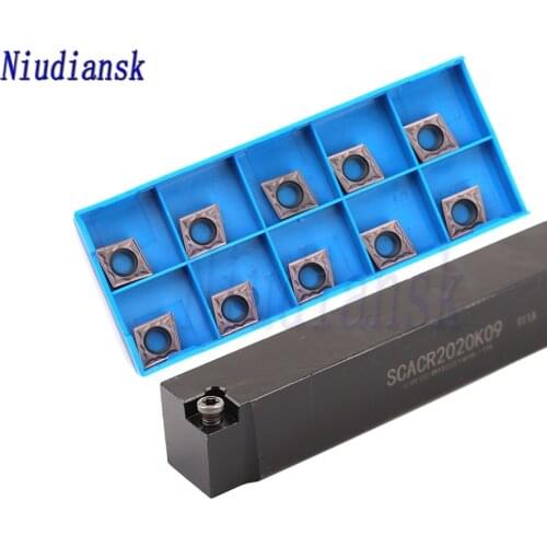 SCACR1212K09 External Turning Tool Arbor SCACR1616K09 SCACR2020K09 SCACL CNC Lathe Tool 10pcs CCMT09T3 CCGT Carbide Inserts Suit