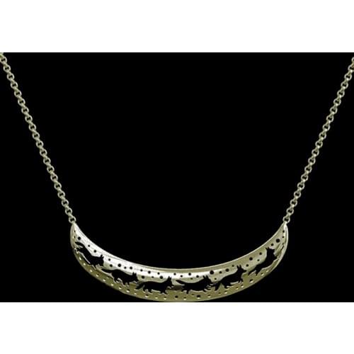 Trendy Cardigan Welsh Corgi crescent - Silver gold pendant and necklace