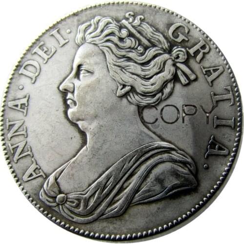 United Kingdom 1707 1 Crown Anne Silver Plated Copy Coin Letter Edge