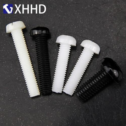 Black White Phillips Nylon Pan Head Machine Screw Metric Thread Insulation Plastic Cross Recessed Round Head Bolt M4 M5