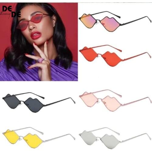 Small Lips Shape Sunglasses Women Brand Designer 2019 New Sexy Mouth Brand Designer Sun Glasses Red Herat Shades UV400