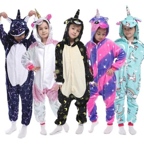 Winter Kigurumi For Children Unicorn Cosplay Costume Kids Pajamas For Girls Animal Onesie Boy Sleepwear Flannel Pijama Unicornio