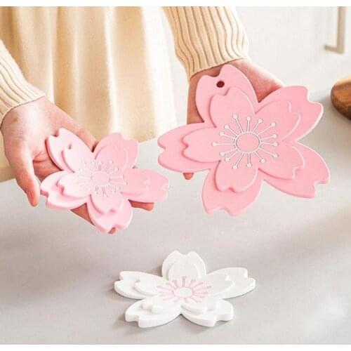 1pc Japan Style Cherry Blossom Coaster Heat Insulation Placemat Table Mat Home Office Anti-skid Tea Cup Milk Mug Coffee Cup Pad
