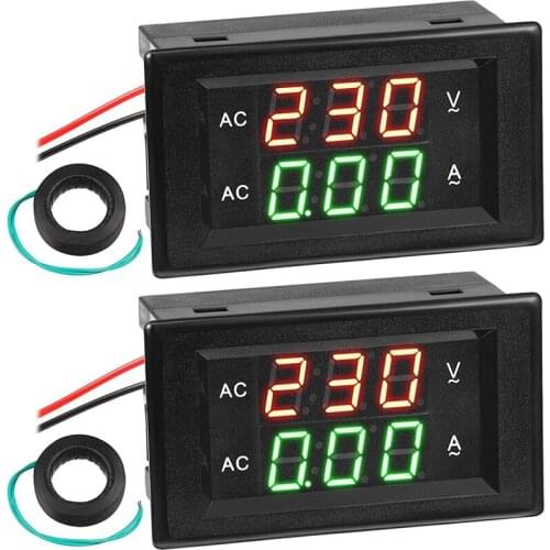 2 Pieces Of Voltage Ampere Meter AC 500V 200A Voltmeter AC Voltage And Ammeter Digital Dual Display