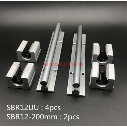 2019 Hot Sale New Arrival AXK 12mm Linear Rail Sbr12 L 200mm Support Rails 2 Pcs + 4 Sbr12uu Blocks For Cnc For Shaft