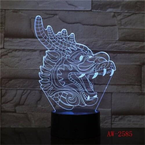 Dragon 12 Zodiac 3D Night Light LED Luminaria Novelty Touch Table lamp 7 Colors Changing Desk USB Lamp Room Decor Lamp AW-2585