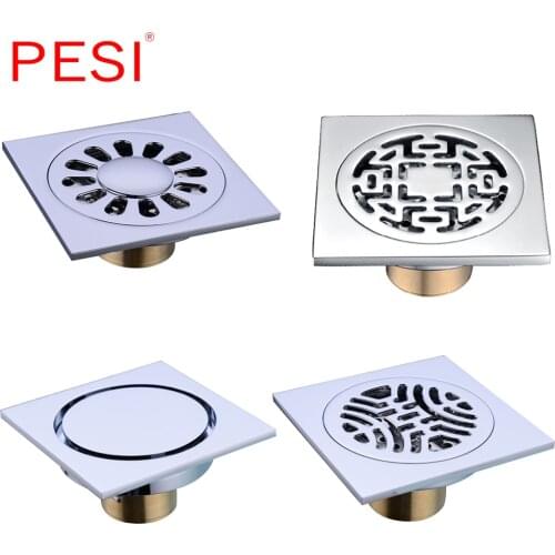 4 inch Solid Brass Square Odor-resistant Floor Drain Cover Rectangle Shower Floor Grate Drain Linear Floor Drain, Wholesale