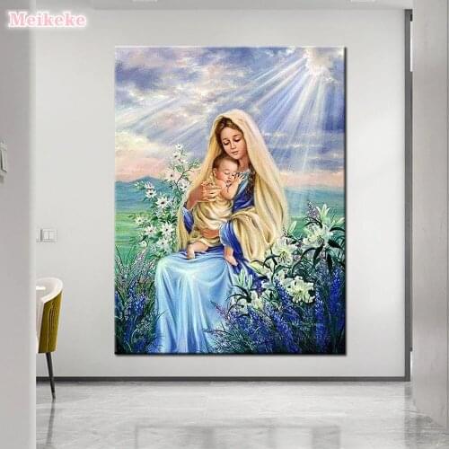 DIY Madonna diamond painting virgin child dimaond embroidery full drill virgin mary diamond painting mosaic full round drill