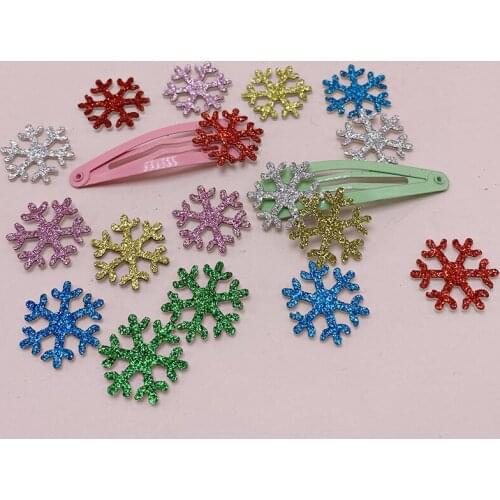 2cm 60pcs/lot Glitter snowflake Padded Appliques for Children Headwear Hair clip Accessories and Garment Accessories