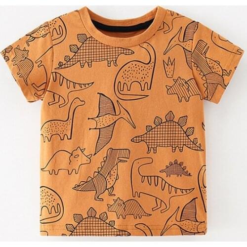 Bambino 2021 Summer Tee for Boys 2-7 Years Cartoon Animal T Shirt of Children Top Clothes of School Kids 100% Cotton Clothing