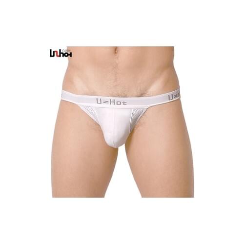 Uzhot white mesh bags fork low-waist sexy male briefs panties antibiotic underwear 13006