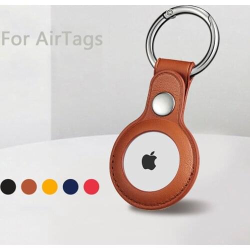 PU Leather Case Cover For Apple AirTag Tracker Location Protector For iphone Air tags Anti-fall Protective Sleeve Wiht Keychai
