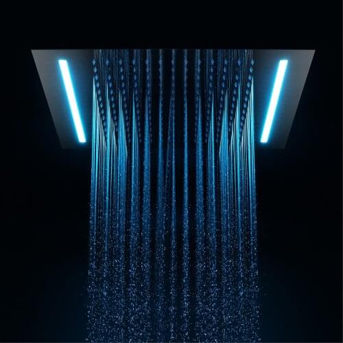 Black Rectangle 500*360mm LED Showerhead Ceiling Embedded Rain Shower Heads Remote Control Led Light Top Shower Head SUS304