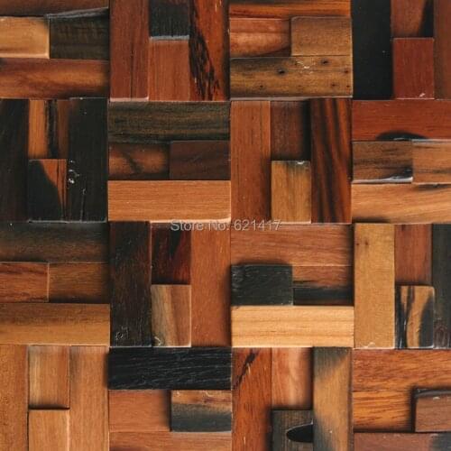 Ship wood natural 3d ancient old boat wooden mosaic tiles wall decoration materials HMWM1006 for backsplash kitchen wall