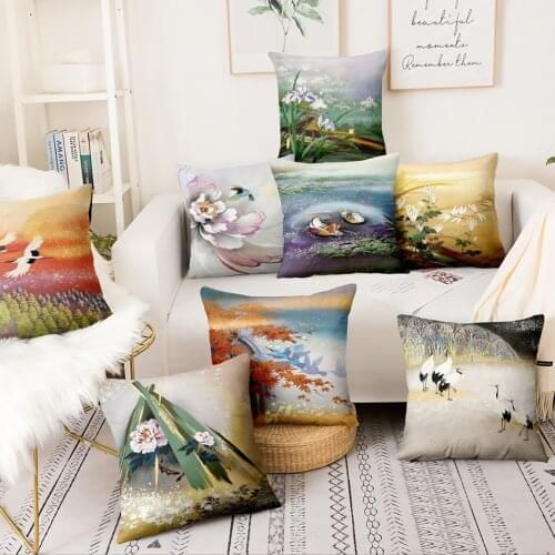 Home Pillows Decoration Japan Art Thin Linen Pillowcase Kyoto Nara Mikage Scene Cushion Decorative Pillow Almofadas Decorativas